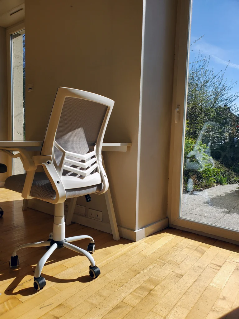 Bureau privé n° 03 : fauteuil de bureau ergonomique près de la porte-fenêtre